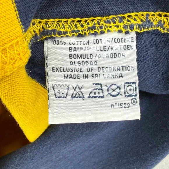 Vintage Polo Ralph Lauren Custom Fit Rugby Shirt Navy Yellow Striped Mens XL - Picture 8 of 15